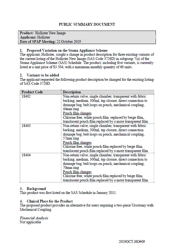 Cover image for SPAP public summary documents – October 2019 – Hollister New Image 