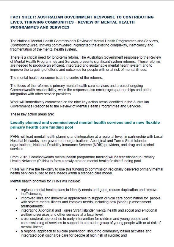 Cover image for Australian Government response to mental health response