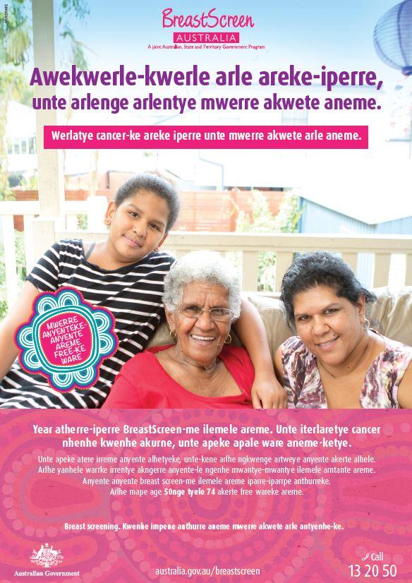 Cover image of Eastern Arrernte BreastScreen Australia poster