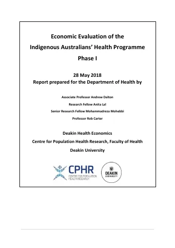 Cover image of Economic Evaluation of the Indigenous Australians’ Health Programme Phase I