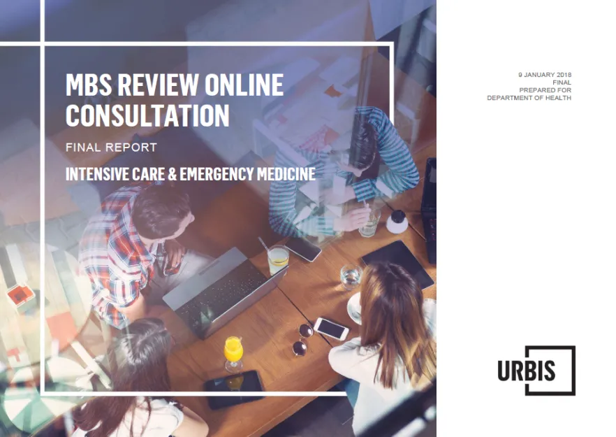 Cover image for the MBS review online consultation final report - Intensive care and emergency medicine