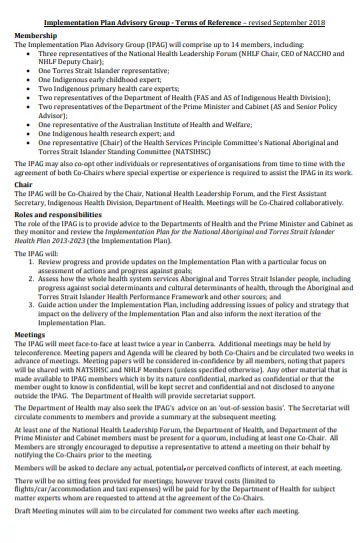Cover of IPAG Terms of Reference