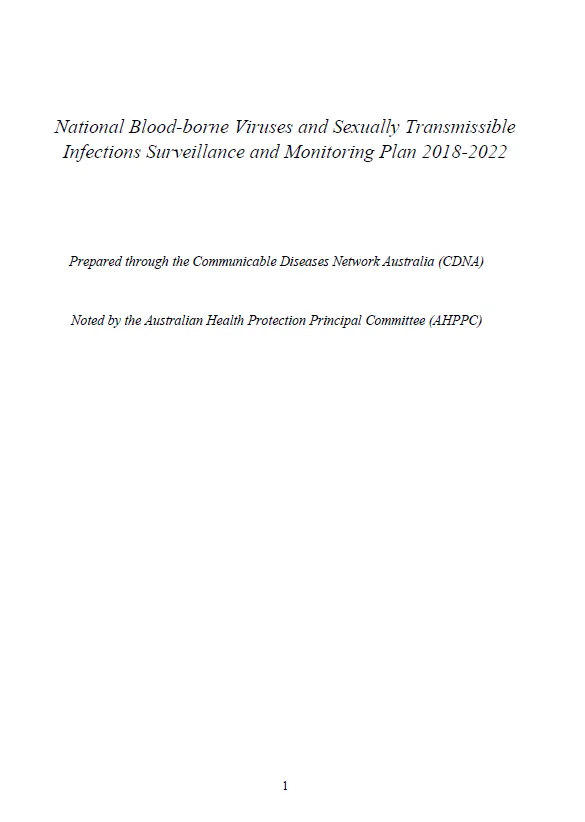 Cover image for National Blood-borne Viruses and Sexually Transmissible Infections Surveillance and Monitoring Plan 2018–2022