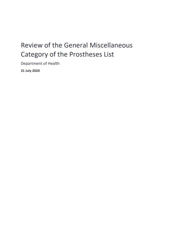 Cover image for Review of the General Miscellaneous Category of the Prostheses List report