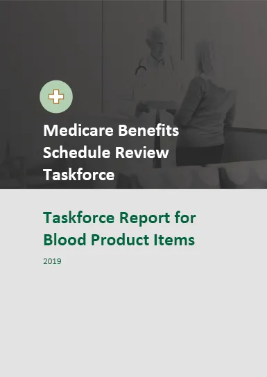 Cover image for the Taskforce Report for Blood Product Items