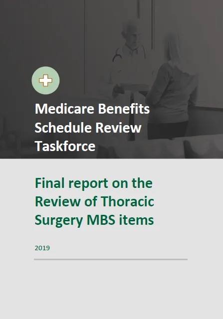 Cover image of the Final report on the review of Thoracic surgery MBS items