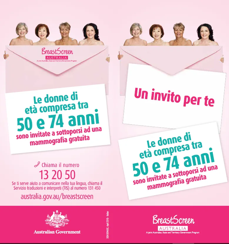 Cover image for BreastScreen Australia – brochure – You’re invited – Italian
