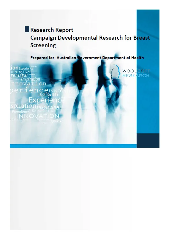 Cover image for BreastScreen Australia campaign developmental research for breast screening
