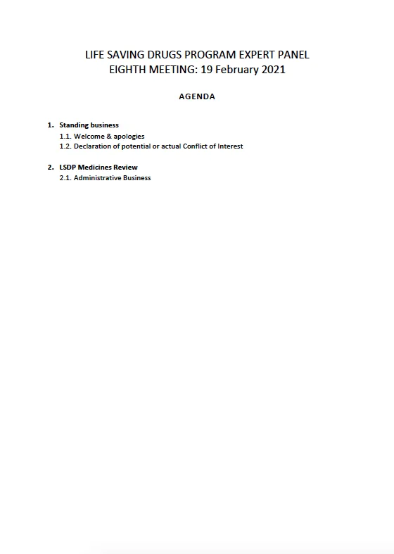 LSDPEP 8th meeting agenda – 19 February 2021 cover image