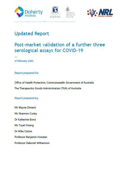 Post-market validation of a further three serological assays for COVID-19 cover