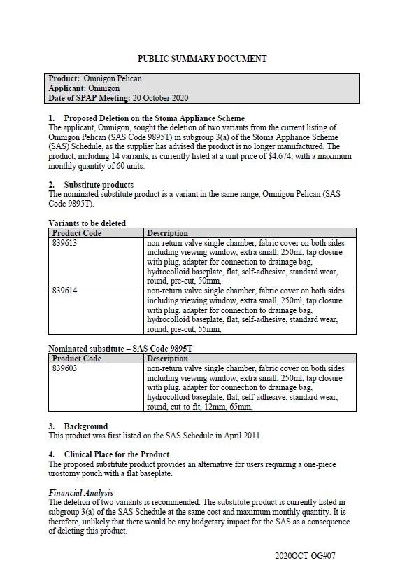 Cover image for SPAP public summary documents – October 2020 – Omnigon Pelican