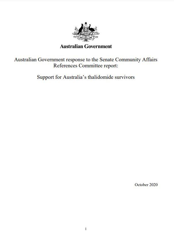 Cover image for Australian Government response for the support for Australia’s thalidomide survivors