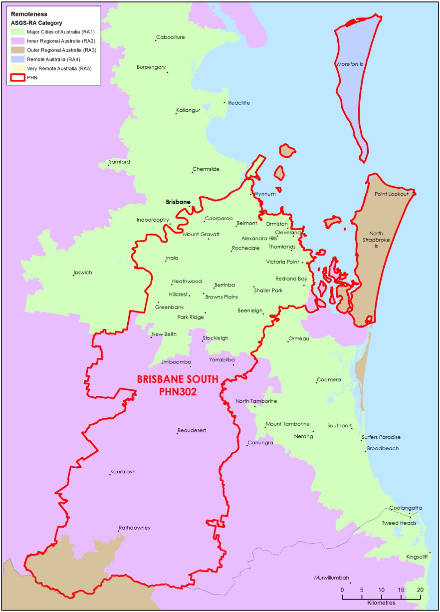 Brisbane South PHN ASGS remoteness area