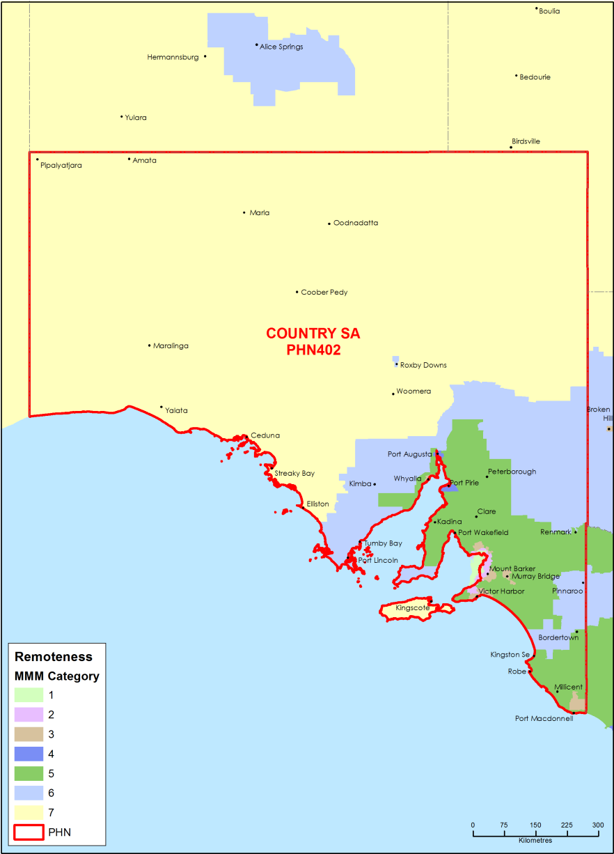 Country SA PHN MMM remoteness area map