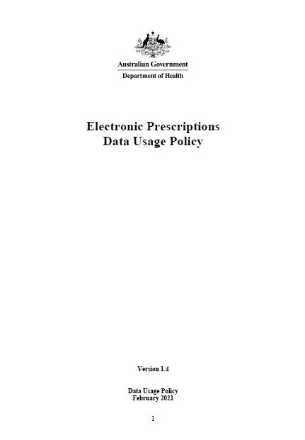Electronic Prescriptions Data Usage Policy cover