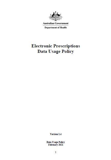 Electronic Prescriptions Data Usage Policy cover