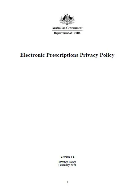 Electronic Prescriptions Privacy Policy cover