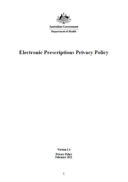 Electronic Prescriptions Privacy Policy cover