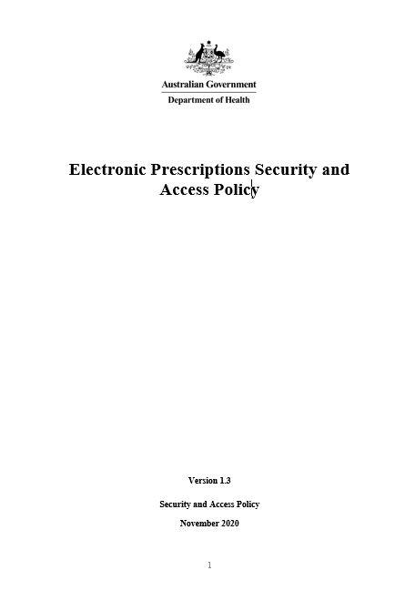 Electronic Prescriptions Security and Access Policy cover