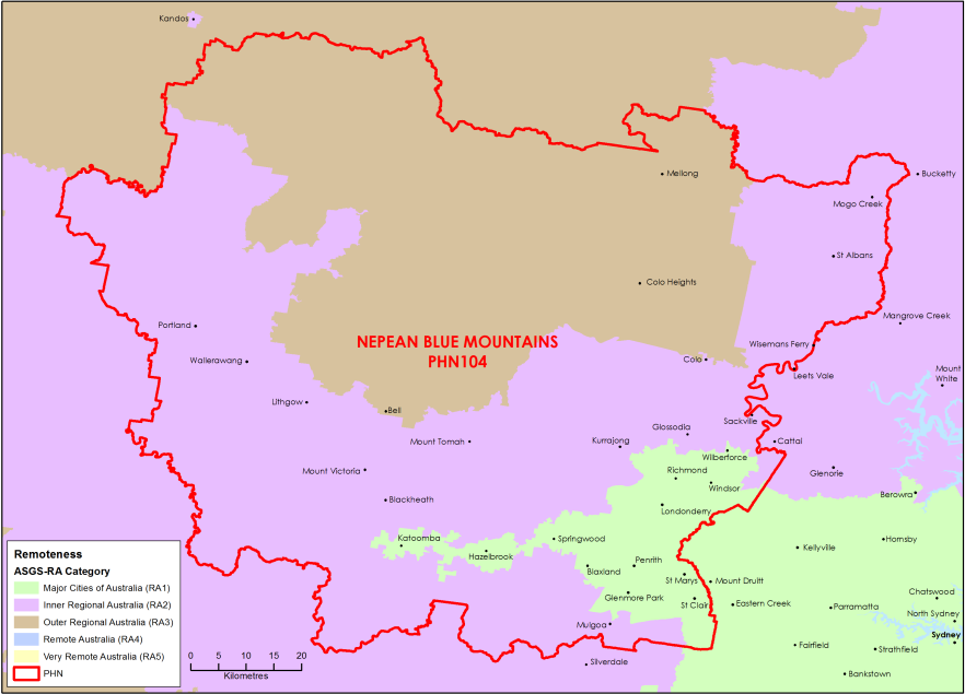 Nepean Blue Mountains ASGS remoteness area map