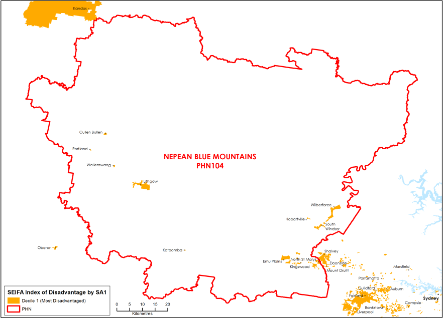 Nepean Blue Mountains socioeconomic disadvantage map