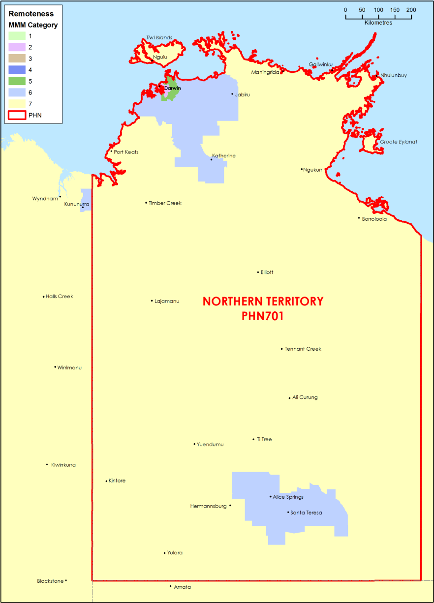 NT PHN MMM remoteness area map