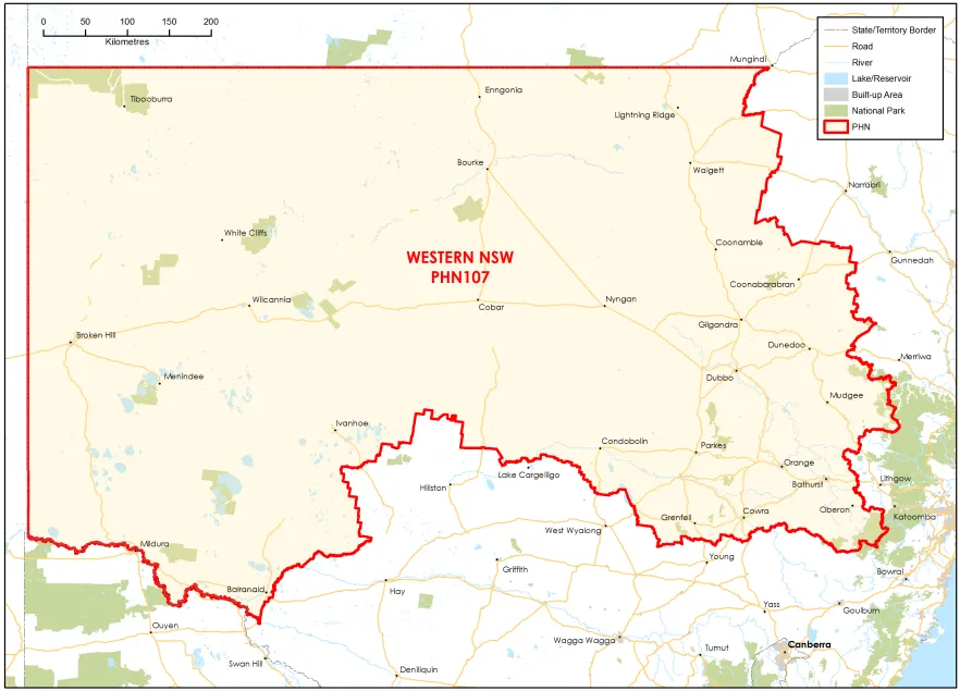 Western NSW PHN topographic map