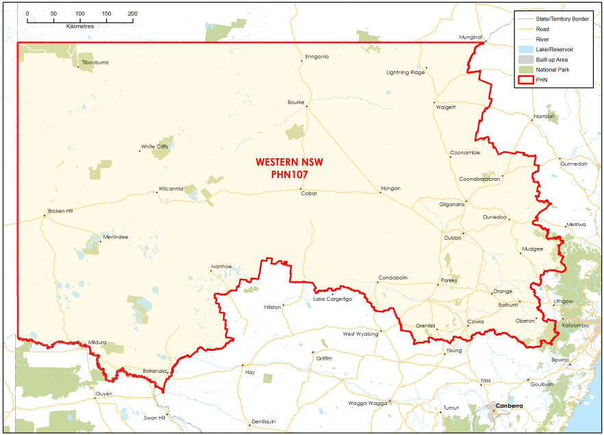 Western NSW PHN topographic map