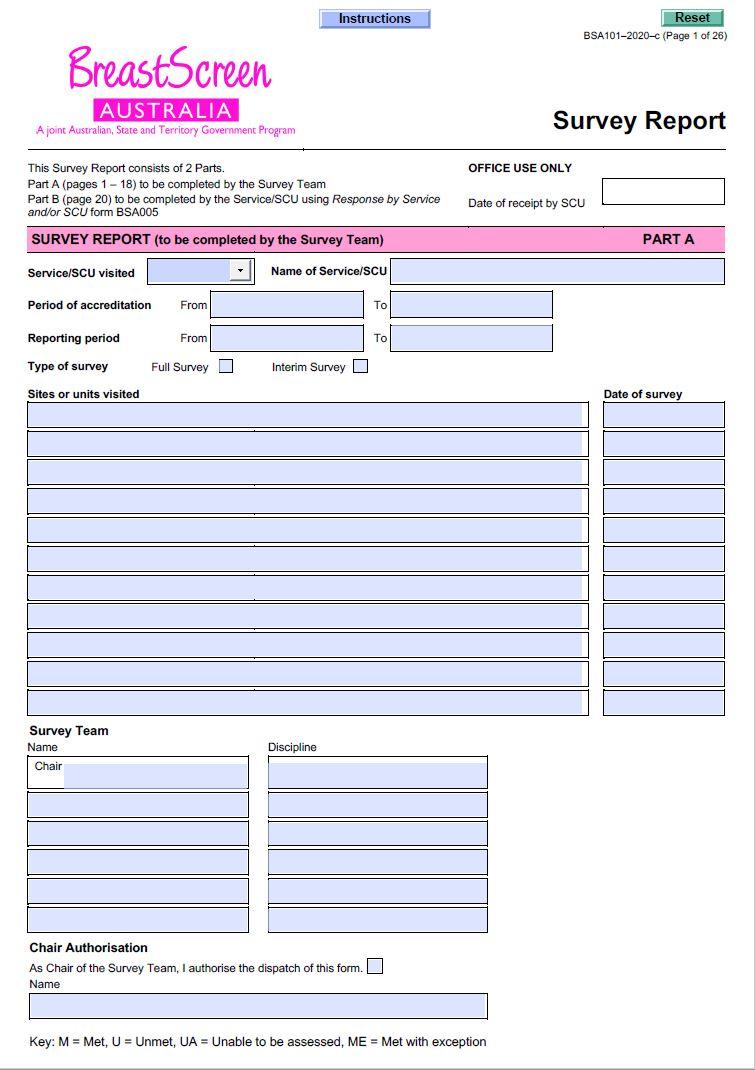breast screen survey form cover image