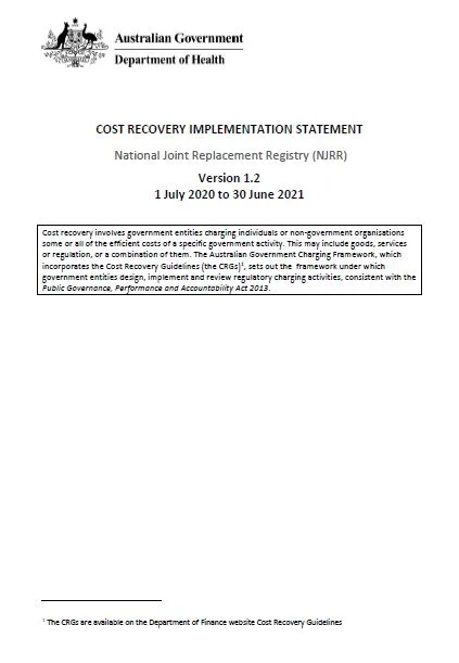 Cost Recovery Implementation Statement cover