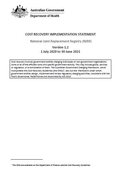 Cost Recovery Implementation Statement cover