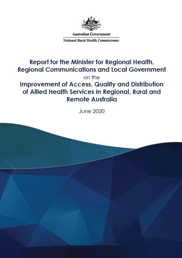 Cover image of final NRHC report on allied health in regional, rural and remote Australia