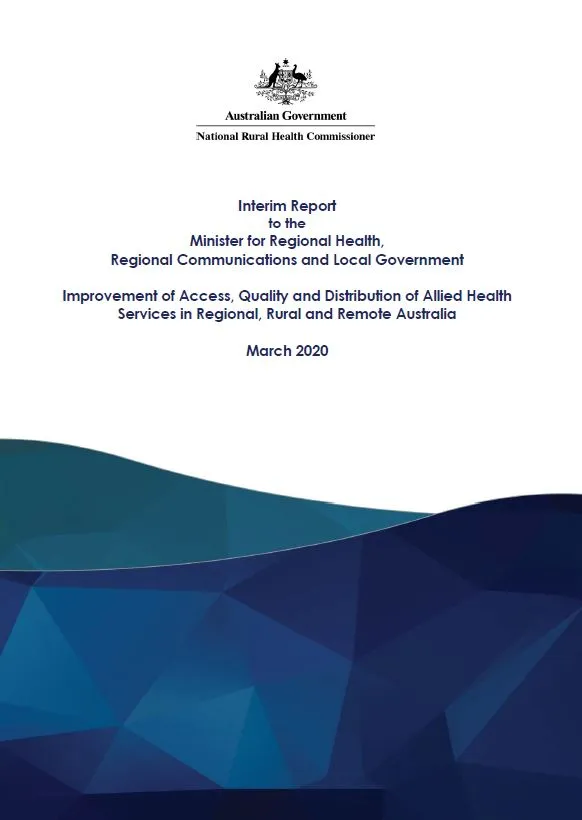 Cover image of interim NRHC allied health report