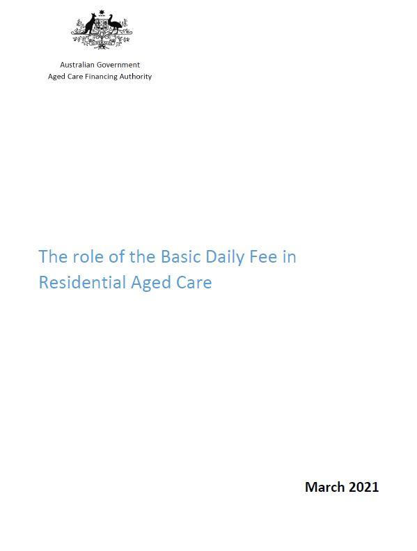 The role of the Basic Daily Fee in Residential Aged Care cover
