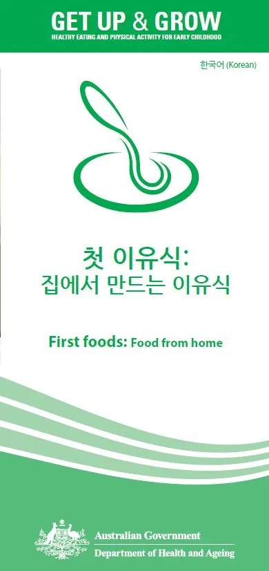 Cover image for 첫 이유식: 집에서 만드는 이유식 (First foods: food from home)