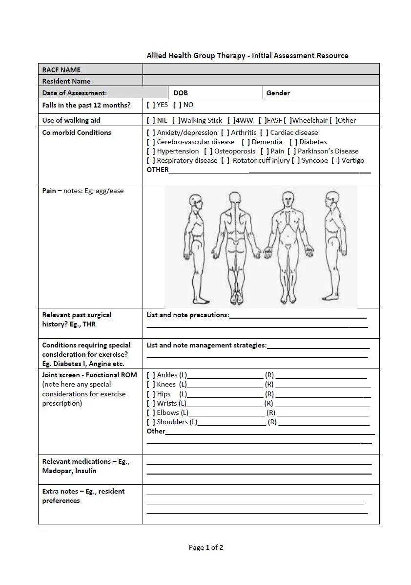 cover allied health initial assessment