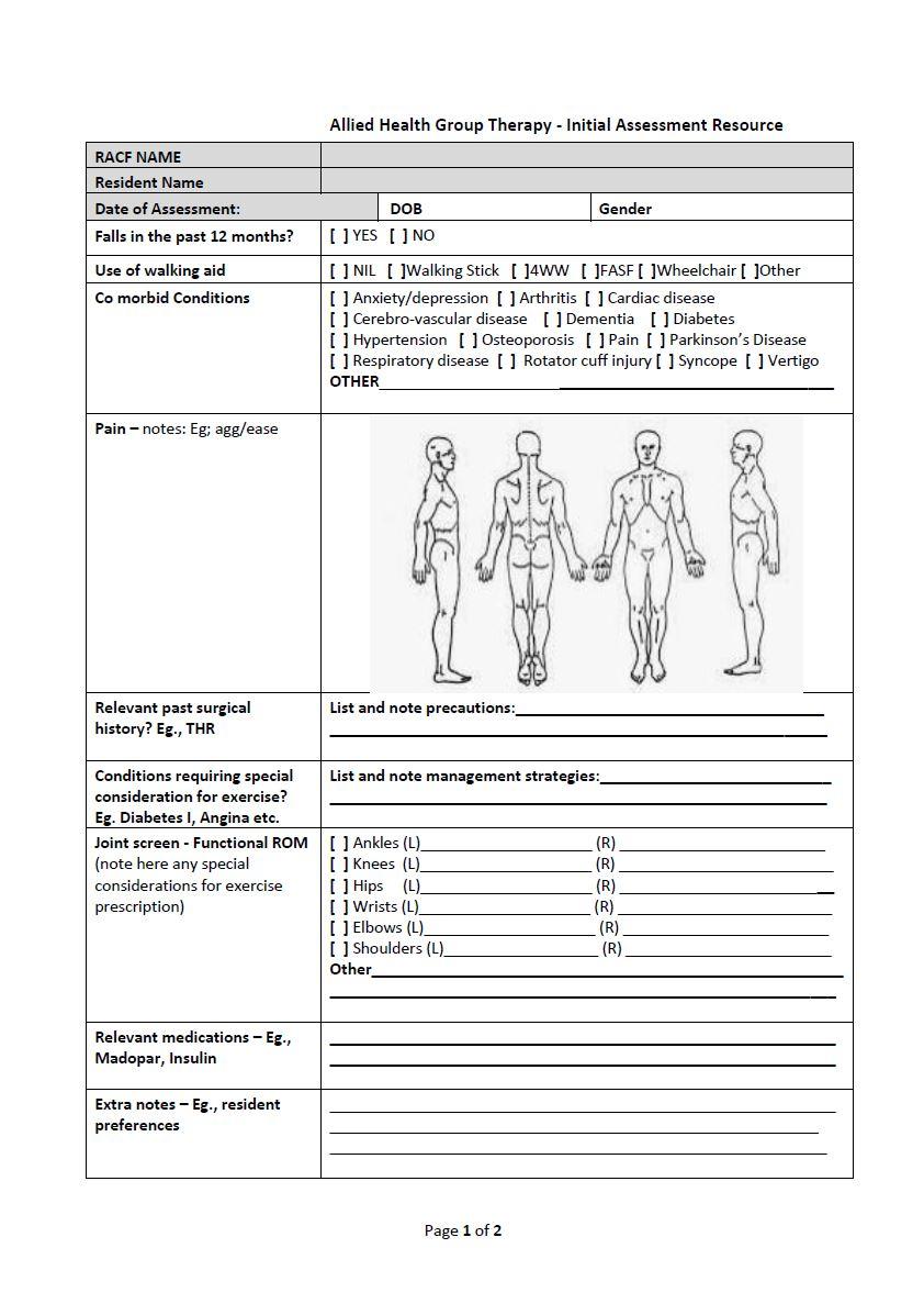cover allied health initial assessment