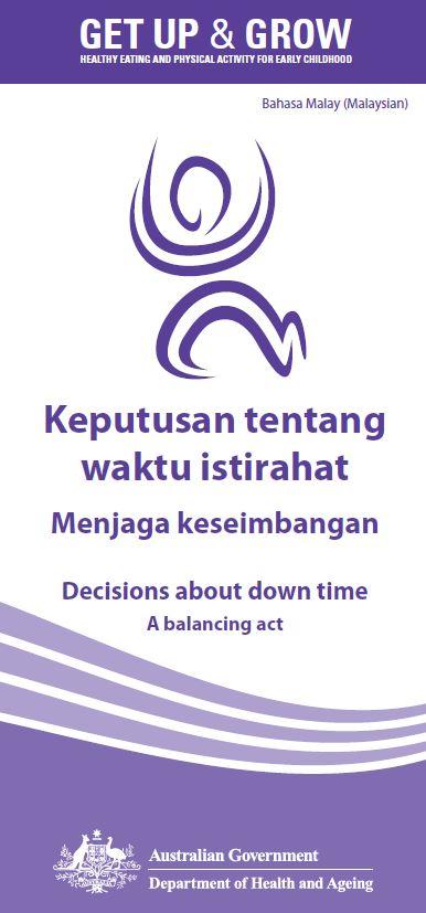 Cover image for Keputusan tentang waktu istirahat Menjaga keseimbangan (Decisions about down time: a balancing act)