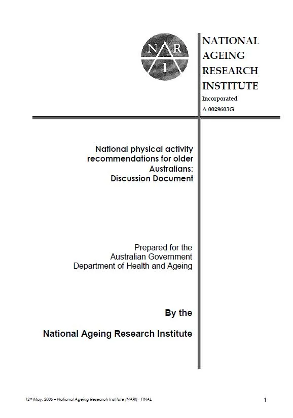 Cover image for National physical activity recommendations for older Australians: discussion document