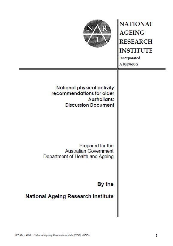 Cover image for National physical activity recommendations for older Australians: discussion document