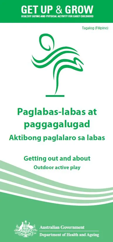 Cover image for Paglabas-labas at paggagalugad Aktibong paglalaro sa labas (Getting out and about – outdoor active play)