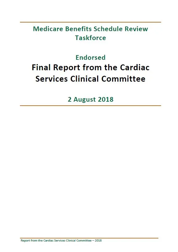 Cover image of Taskforce-endorsed report – Cardiac Services Clinical Committee