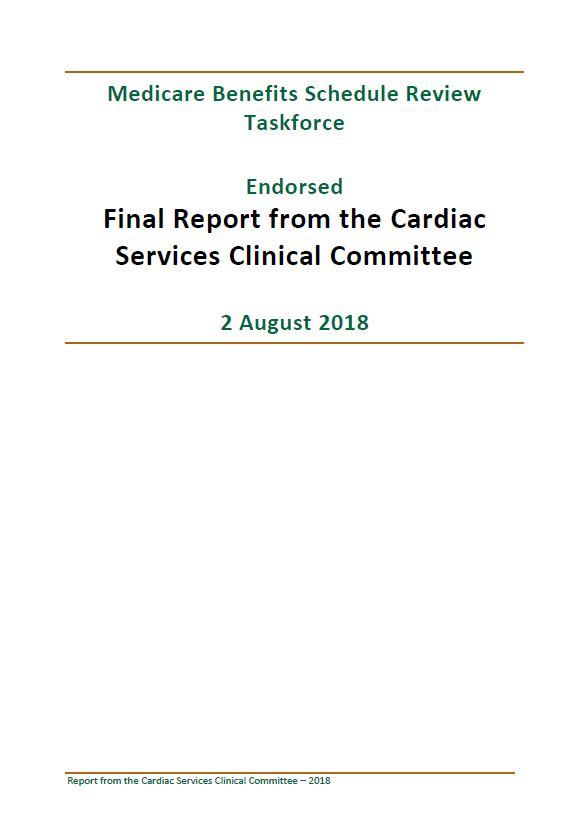 Cover image of Taskforce-endorsed report – Cardiac Services Clinical Committee