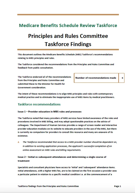 Cover image for Taskforce findings – Principles and Rules report