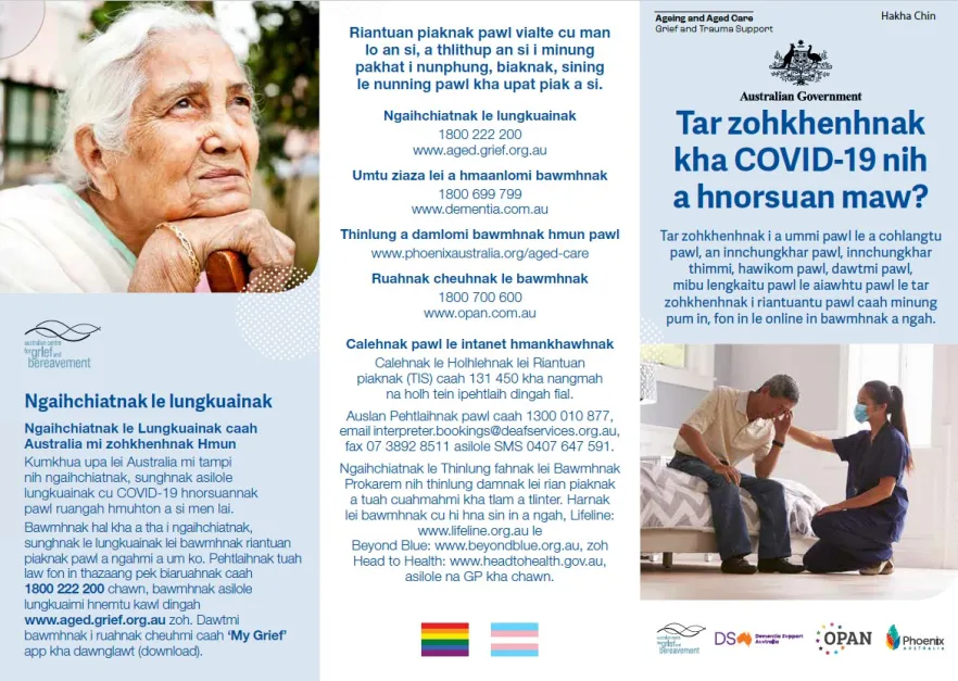 Coronavirus (COVID-19) – Tar zohkhenhnak kha COVID-19 nih a hnorsuan maw? (Grief and Trauma Support Services – Brochure)
