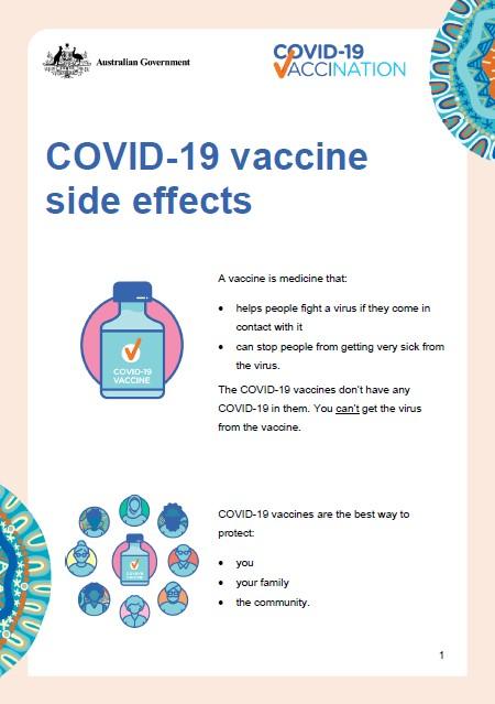 COVID-19 vaccination – Fact sheet – Side effects of COVID-19 vaccines (Aboriginal and Torres Strait Islander peoples)