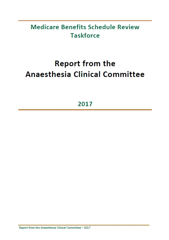 Cover image of final clinical committee report for Anaesthesia