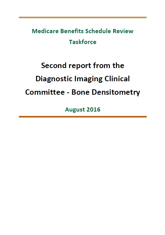 Cover image of final clinical committee report for Diagnostic Imaging – Bone Densitometry 