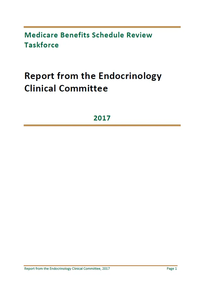 Cover image of final clinical committee report for Endocrinology