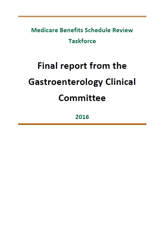 Cover image of final clinical committee report for Gastroenterology